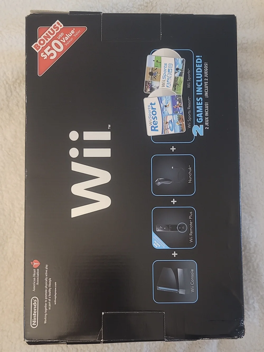 Nintendo Wii Black Console Bundle with White Logo